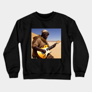 electric guitar touareg player in the desert Crewneck Sweatshirt